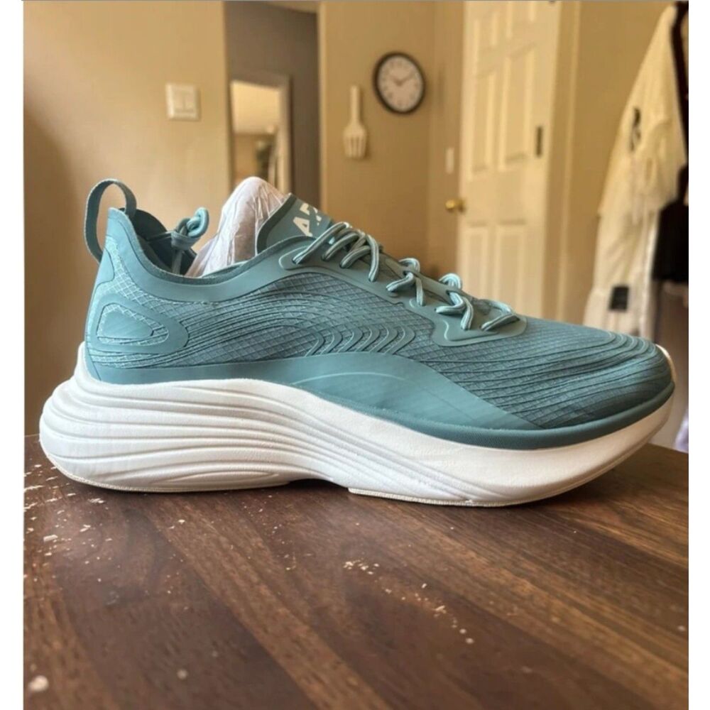 APL TechLoom Wave Running Shoes Men's 9.5 Teal Blue Knit Athletic Gym Sneakers
